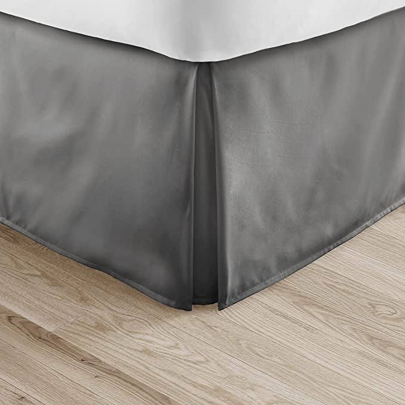 Alive Pixels Bed Skirt Dark Grey Solid 100 Percent Cotton 1-Pc Bed Skirt with 10 Inch Bed Skirt 300TC (King, Dark Grey)