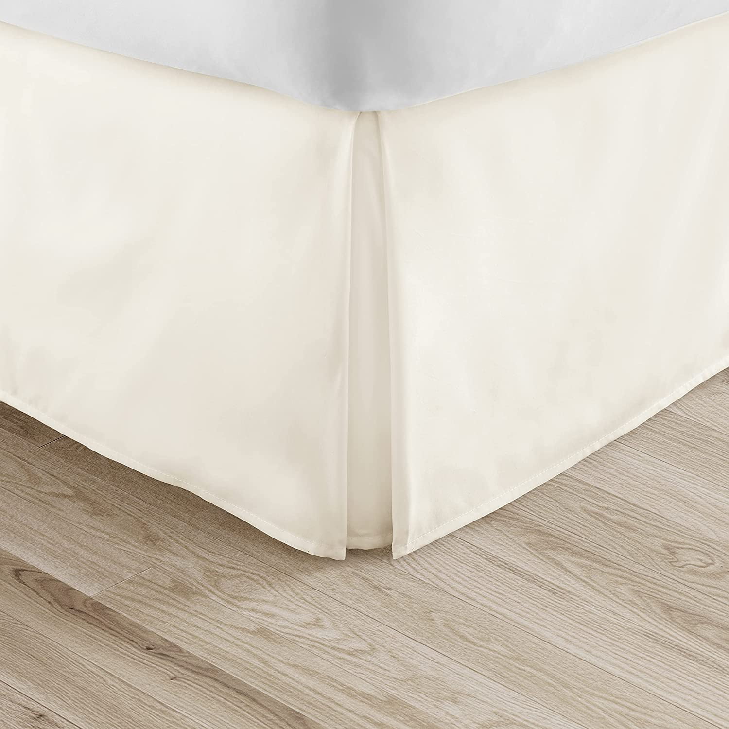 Alive Pixels Bed Skirt Ivory Solid 100 Percent Cotton 1-Pc Bed Skirt with 10 Inch Bed Skirt 300TC (Queen, Ivory)