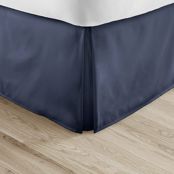 Alive Pixels Bed Skirt Navy Solid 100% Cotton 1Pc 9 inch Drop 600TC (Twin-XL, Navy)