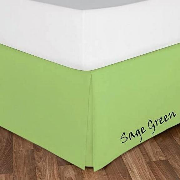 Alive Pixels Bed Skirt Sage Solid 100% Cotton 1Pc 15 inch Bed Skirt 1000TC (Queen, Sage)