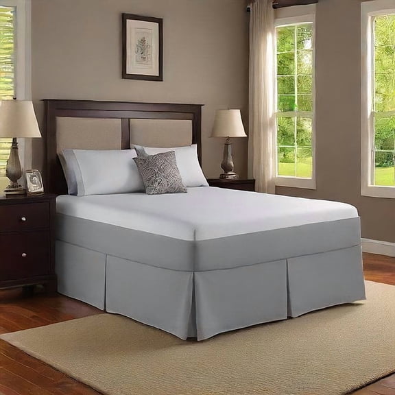 Alive Pixels Bed Skirt Silver Grey Solid 100% Cotton 1Pc 10" inch Drop 800TC (King, Silver Grey)