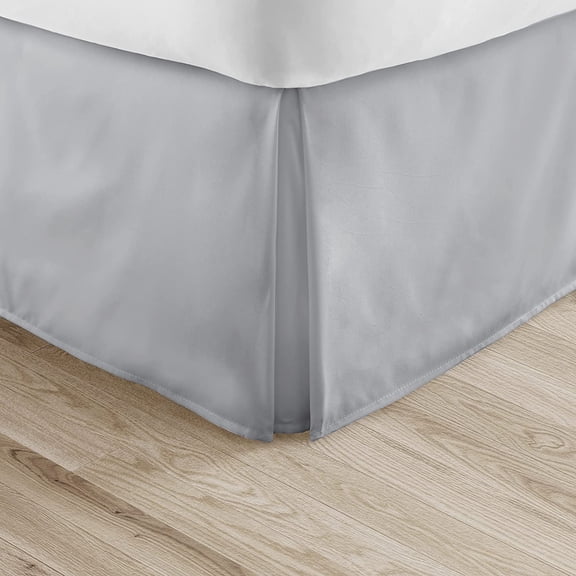 Alive Pixels Bed Skirt Silver Grey Solid 100% Cotton Split Corner 1Pc 24 Inch Drop 800TC (Twin, Silver Grey)