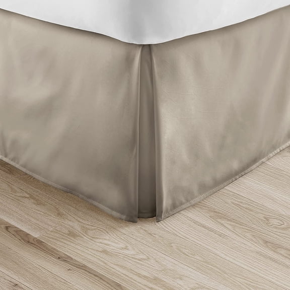 Alive Pixels Bed Skirt Taupe Solid 100% Cotton Split Corner 1Pc 24 inch Drop 600TC (Twin-XL, Taupe)