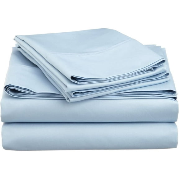 Alive Pixels Fitted Sheet 200TC Egyptian Cotton Blue Solid 15 Inch Pocket Single Fitted Sheet (California King)