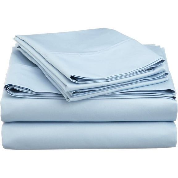 Alive Pixels Fitted Sheet 450TC Egyptian Cotton Blue Solid 15" Inches Pocket Single Fitted Sheet (Full)