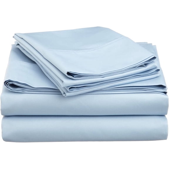 Alive Pixels Fitted Sheet 450TC Egyptian Cotton Blue Solid 15" Inches Pocket Single Fitted Sheet (Super King)