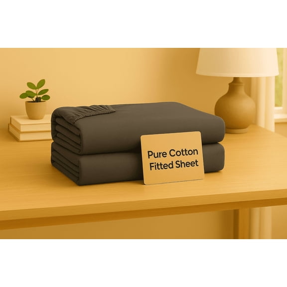 Alive Pixels Fitted Sheet Black Solid 100% Cotton 1-Pc 21" Inch Pocket 410TC (King, Black)