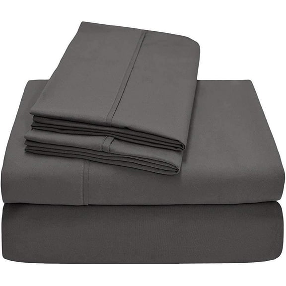 Alive Pixels Fitted Sheet Dark Grey Solid Pure Cotton Super Soft 1-Piece Fitted Sheet with 16 Inch Pocket Fitted Sheet 450TC (Twin-XL, Dark Grey)