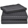 thumbnail image 1 of Alive Pixels Fitted Sheet Dark Grey Stripe 100% Cotton 1Pc 18 inch Pocket 800TC (Twin-XL, Dark Grey), 1 of 5