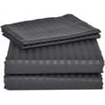 thumbnail image 1 of Alive Pixels Fitted Sheet Dark Grey Stripe 100% Cotton 1Pc 19 inch Pocket 600TC (Full, Dark Grey), 1 of 5