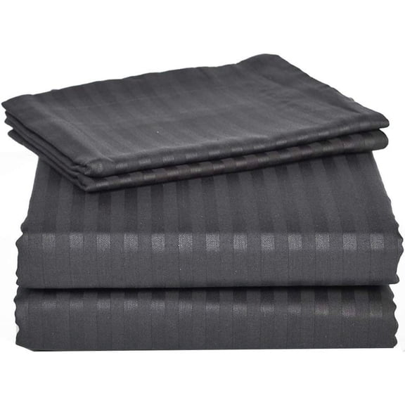 Alive Pixels Fitted Sheet Dark Grey Stripe 100 Percent Cotton 1-Pc Fitted Sheet with 14 Inch Pocket Fitted Sheet 300TC (King, Dark Grey)