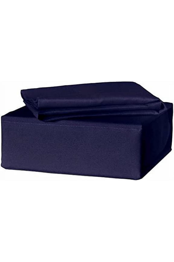 Fitted Sheet Navy Blue Solid 100% Cotton 1Pc 22 Inch Pocket 800TC (Queen, Navy Blue)