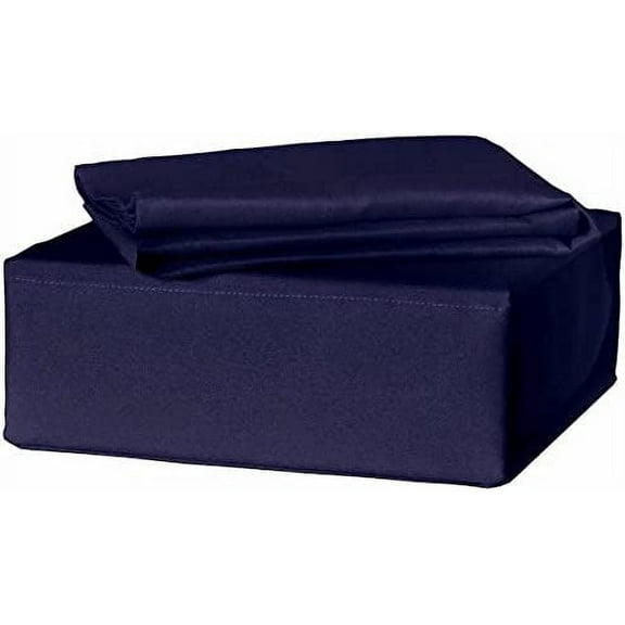 Alive Pixels Fitted Sheet Navy Blue Solid 100% Cotton Super Soft 1-Piece 6" Inch Pocket 800TC (Queen, Navy Blue)