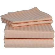 Alive Pixels Fitted Sheet Peach Stripe 100% Cotton 1Pc 14 inch Pocket 600TC (CalKing, Peach)