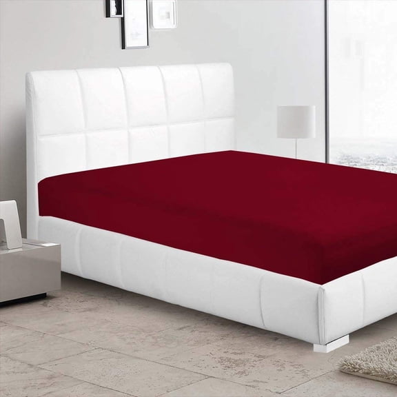 Alive Pixels Fitted Sheet Red Solid 100 Percent Pure Cotton Super Soft 1-Piece Fitted Sheet with 34" Inches Pocket Fitted Sheet 450TC
