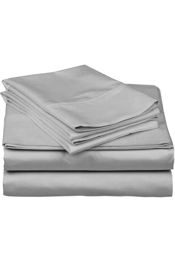Fitted Sheet Silver Grey Solid 100% Cotton 1Pc 22 Inch Pocket 800TC (Twin-XL, Silver Grey)