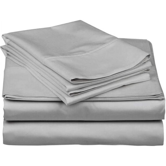 Alive Pixels Fitted Sheet Silver Grey Solid 100% Cotton 1Pc 32 Inch Pocket 800TC (Full, Silver Grey)