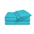 thumbnail image 1 of Alive Pixels Fitted Sheet Turquise Stripe 100% Cotton 1Pc 14 inch Pocket 1000TC (Queen, Turquise), 1 of 4
