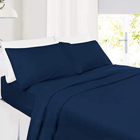 Alive Pixels Pillow Covers Navy Blue Solid 100% Cotton 2Pcs 800TC (Euro 26x26, Navy Blue)