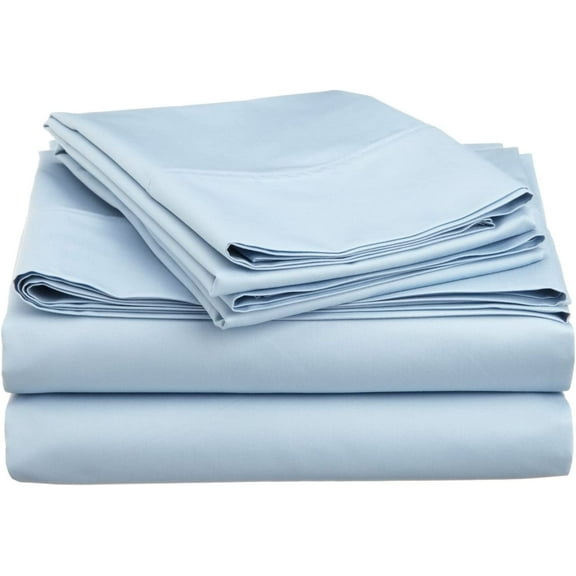 Alive Pixels Sheet Set Blue Solid 100% Cotton 4Pc 30 inch Pocket 800TC (Twin, Blue)