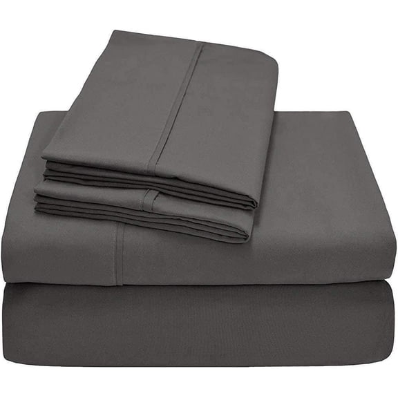 Alive Pixels Sheet Set Dark Grey Solid 100 Percent Cotton 4-Pc Sheet Set with 12 Inch Pocket Sheet Set 300TC (Twin, Dark Grey)