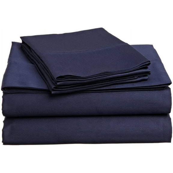 Alive Pixels Sheet Set Navy Blue Solid 100% Cotton 4Pc 18 Inch Pocket 800TC (Olympic Queen, Navy Blue)