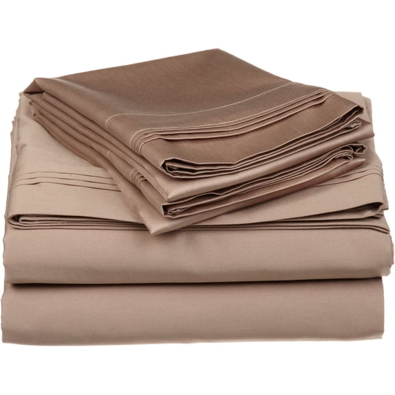 Alive Pixels Sheet Set Taupe Solid 100 Percent Pure Cotton Super Soft 4-Piece with 8" Inch Pocket Sheet Set 450TC