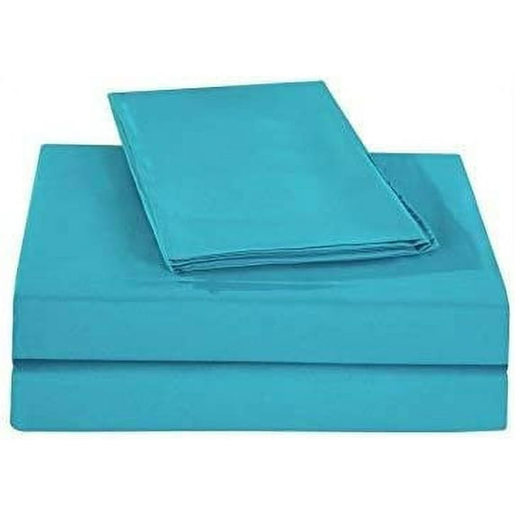 Alive Pixels Sheet Set Turquoise Solid 100% Cotton 4Pc 34 inch Pocket 600TC (Twin-XL, Turquoise)