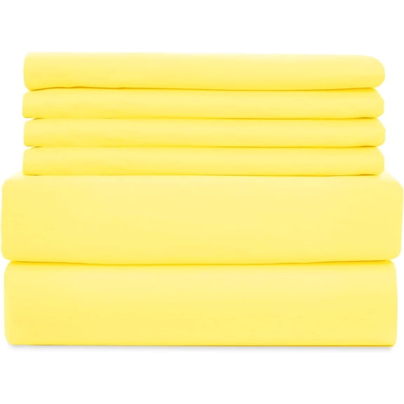 Alive Pixels Sheet Set Yellow Solid 100 Percent Pure Cotton Super Soft 4-Pieces Sheet Set with 15" Inches Fitted Sheet 450TC (Twin-XL, Yellow)