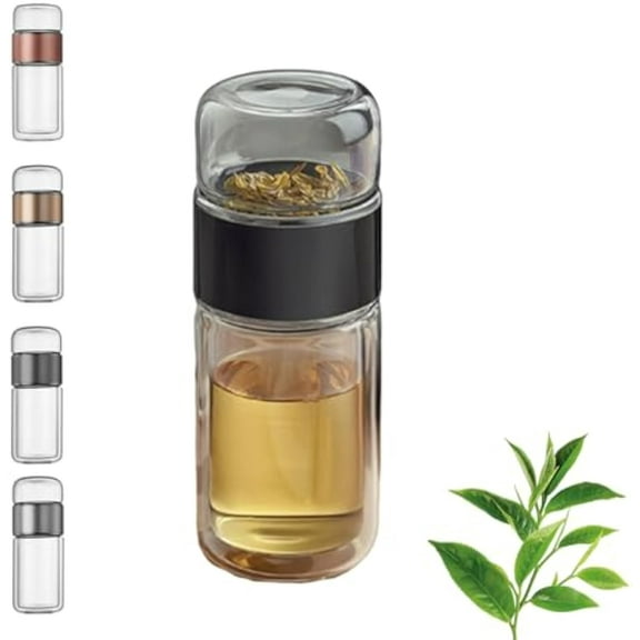 Alivefuser Tea Infuser, Infusifie Tea Infuser, Portable Double Layered Tea Water Separation Loose Leaf Tea Maker, 3 in 1 Tea Maker for Travel, Office, Home (Black)