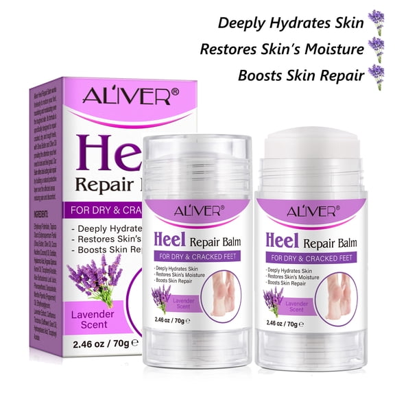 Aliver 2 Pack Cracked Heel Repair Balm Stick-Lavender Scent Heel Repair Balm for Dry & Cracked Feet-Nourishing and Moisturizing Skin