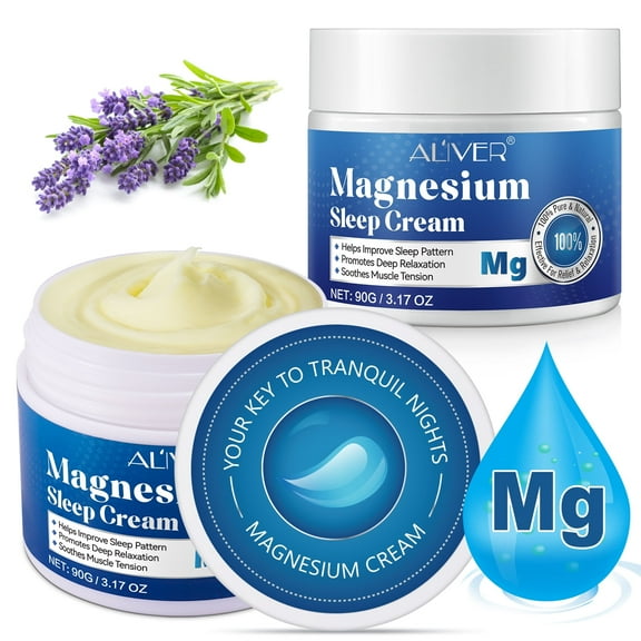 Aliver 2 Pack Premium Magnesium Sleep Cream,Premium Magnesium Lotion for Promote Deep Relaxation & Soothes Muscle Tension,3.17oz