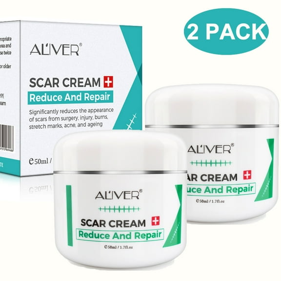 Aliver 2 Pack Scar Cream Scar Removal for New and Old Scars,Stretch Marks Relief Burns Repair 100ml/3.4fl.oz