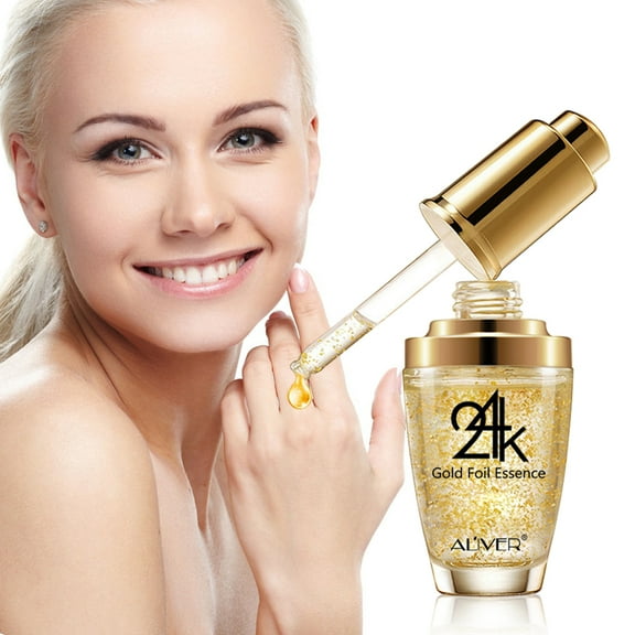 Aliver 24K Gold Serum for Face with Hyaluronic Acid,Hydrolyzed Collagen | Hydrating Facial Serum for Anti Aging, 30ml/1floz