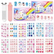 Aliver 288 Pieces Fake Press on Nails for Kids,Girls Cute Nail Art Decoration,Gifts for Aged 3-12 Children,Style A+B