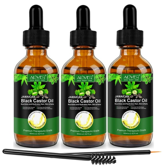 Aliver 3-Pack Jamaican Black Castor Oil for Hair Care, Natural & Pure Hair Treatment Oil