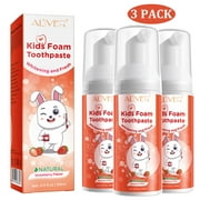 Aliver 3 Pack Kids Foam Toothpaste - Strawberry, Mild Foaming Low Fluoride Toothpaste Mouthwash for Toddler Children