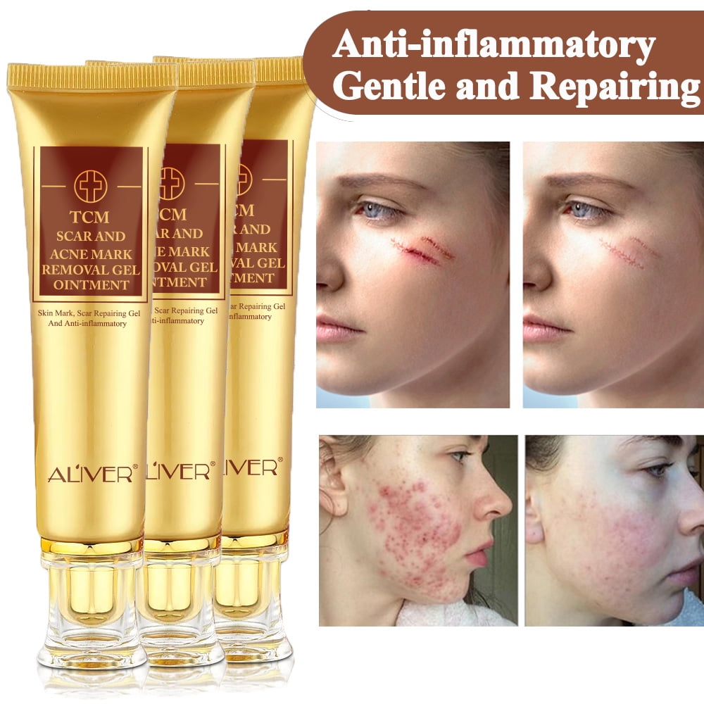 Aliver (3 Pack) TCM Scar Acne Mark Removal Gel Anti-Inflammatory Scar Treatment for Burns, Stretch Marks, Acne Spots, Skin Redness Face/Body