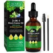 Aliver 3-in-1 Black Castor Oil with Amla & Black Seed Oil,100% Pure & Natural,Nourishing Hair,for Hair Body Nails,2.02 fl.oz