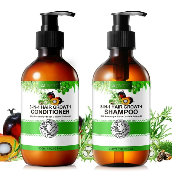 Aliver 3-in-1 Hair Shampoo and Conditioner Set-Natural Formulas Cleansing & Nourishing Scalp Shampoo & Conditioner-All Hair Types-Set of 2