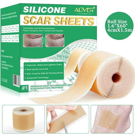 Aliver 60-inch Silicone Scar Roll, Silicone Tape for Scars Removal