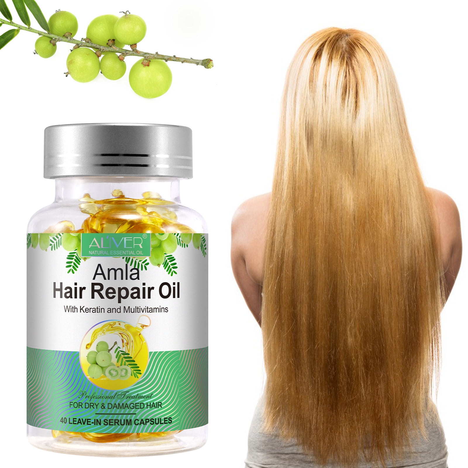 Aliver Amla Hair Repair Oil Hair Growth Capsules 40 Leave In Serum