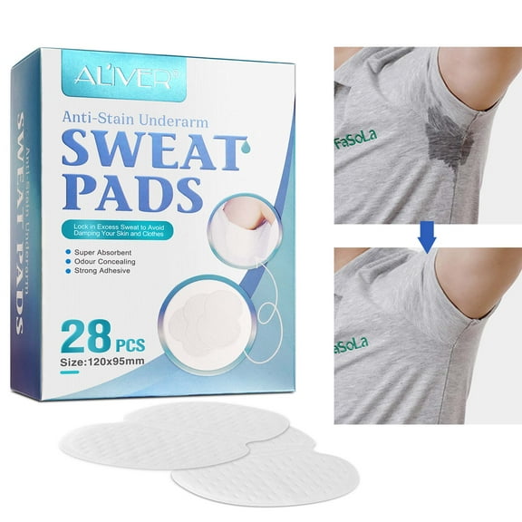 Aliver Armpit Sweat Pads 28p, Anti Stain Underarm, Super Absorbent, Odor Concealing, All Day Comfort