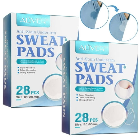 Aliver Armpit Sweat Pads 56p, Anti Stain Underarm, Super Absorbent, Odor Concealing, All Day Comfort