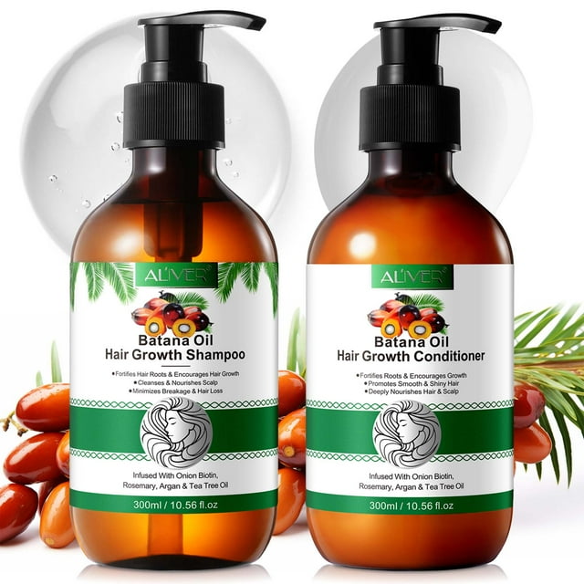 Aliver Batana Hair Oil Shampoo and Conditioner Set 10fl.oz/300ml, Reduce Breakage for Smooth and Shiny Hair