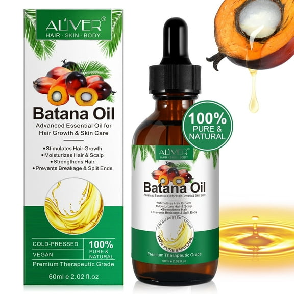 Aliver Batana Oil-Natural Conditioner-Moisturizes Hair & Scalp-100% Pure & Natural Organic Essential Oil for Hair,Skin-2.02 fl.oz
