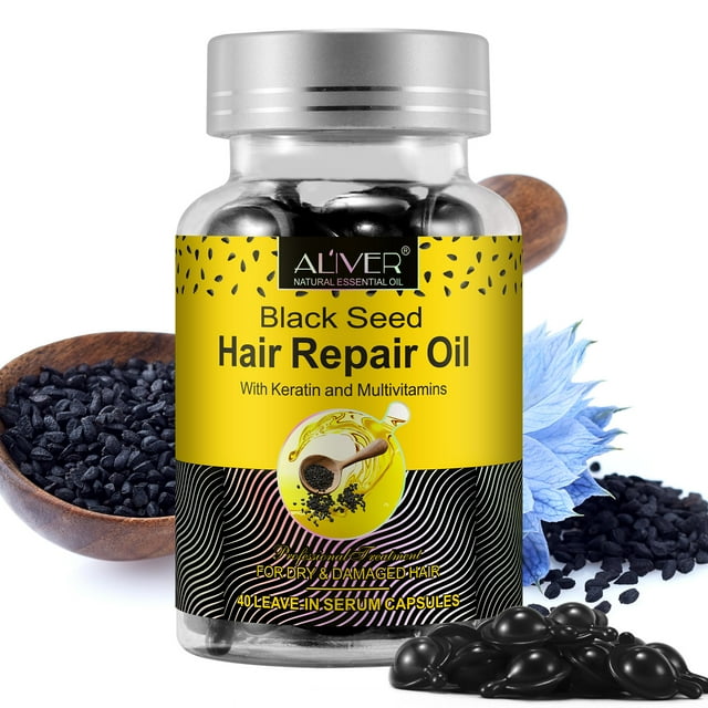 Aliver Black Seed Oil CapsulesBlack Seed Hair Repair Oil with Keratin and Multivitaminsfor Dry