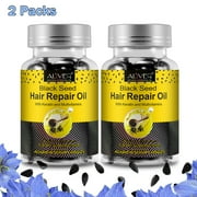Aliver Black Seed Oil Hair Capsule, Hair Vitamin Serum Capsule No Need to Rinse   with Black Seed Oil, for Damaged Hair with Vitamin E, Moisterize Dry Scalp 40P*2