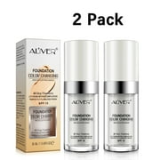 Aliver Color Changing Liquid Foundation-Flawless Warm Skin Tone Foundation Makeup-Lasting & Concealer-2 fl oz.2 Pack