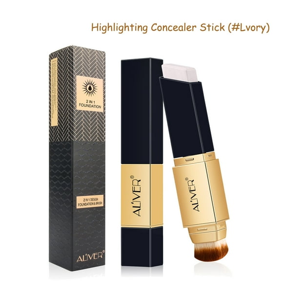 Aliver Color-changing Concealer -Concealer Stick 2-in-1 with Cosmetic Brush-Waterproof and Sweatproof,Long-lasting Makeup，Suitable for Most Skin Tones(Ivory)